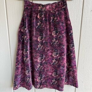 Vintage 1960s Marguerite Rubel Velvet Dark Floral A-Line Midi Skirt